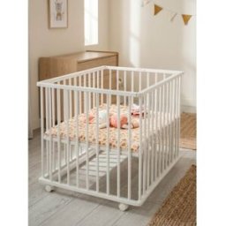 Sauthon Parc bébé pliant 75x100cm blanc avec roulettes et fond réglable