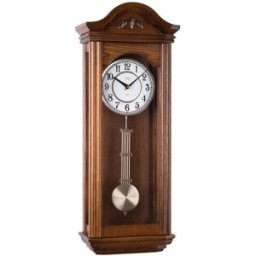 JVD Carillon à quartz en chêne chapeau de gendarme sculpté