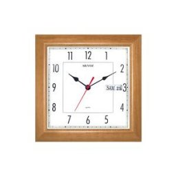 SILVOZ HORBINOR Pendule murale à calendrier carrée bois naturel