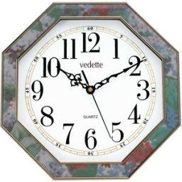 Pendule murale assiette décorative verte Vedette