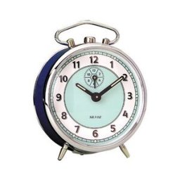 SILVOZ HORBINOR Réveil mécanique bleu en métal sans cloche couleur : Blanc