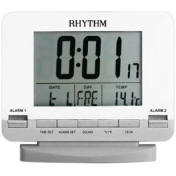 RHYTHM Réveil digital gris/blanc multifonctions température double alarme