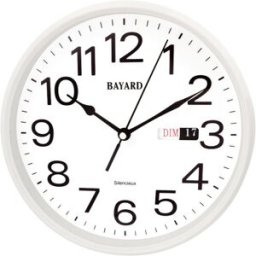 BAYARD Horloge murale ronde blanche avec jour et date