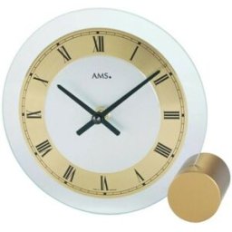 AMS Pendule à poser moderne ronde dorée