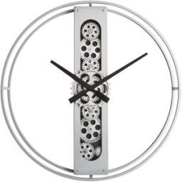 AUTRE Grande horloge murale rouage animée grise 50 cm