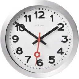 Nextime Pendule murale silencieuse en aluminium trotteuse rouge