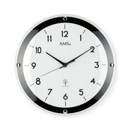 AMS Pendule murale radio-pilotée ronde Grey circle