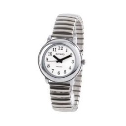 BAYARD Montre parlante en métal argenté petit modèle bracelet extensible