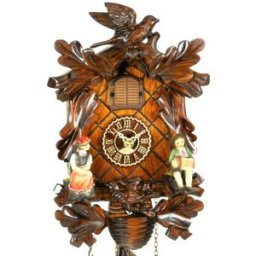 Trenkle uhren Horloge coucou traditionnelle à pile de la Forêt-Noire à décor de feuilles et oiseaux