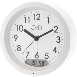 JVD Réveil silencieux rond blanc avec température et hygrométrie