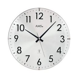 AMS Horloge murale radio-pilotée en aluminium verre bombé matière : Laiton