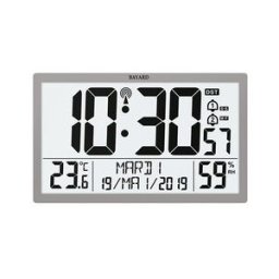 Horloge murale digitale radio pilotée grise avec calendrier Bayard Couleur : Argenté
