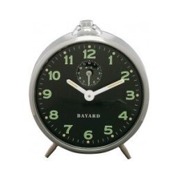 Réveil mécanique Bayard sans cloches extérieures couleur : Gris foncé cadran blanc