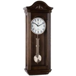 JVD Carillon à quartz en bois de noyer chapeau de gendarme sculpté