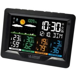 LaCrossTechno Station météo radio-pilotée noire avec fonction réveil et répétition