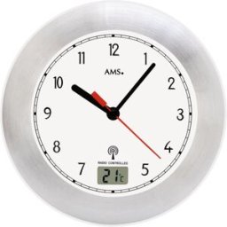 AMS Pendule murale radio-pilotée étanche en aluminium couleur : Cadran blanc