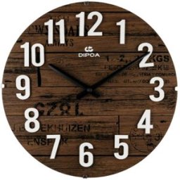 DIPOA Horloge murale silencieuse en bois verre bombé
