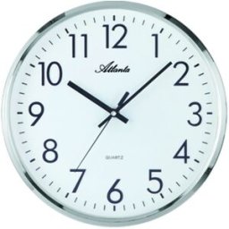 Atlanta Pendule murale silencieuse ronde entourage chromé taille : Diamètre 25.5 cm