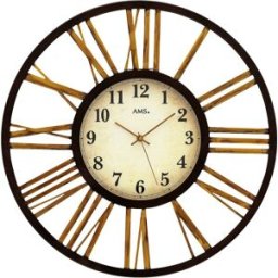 AMS Horloge murale ronde métal déco chiffres romains
