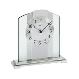 AMS Pendule à poser moderne en verre et aluminium couleur : Aluminium