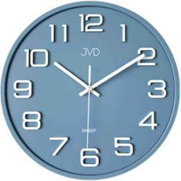 JVD Pendule à quartz ronde bleue silencieuse