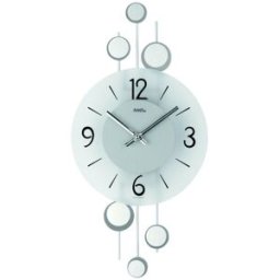 AMS Horloge murale à quartz moderne ronds aluminium couleur : Argenté