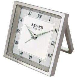 Réveil de style carré en métal argenté Bayard option : Chiffres romains