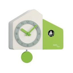 AMS Horloge coucou moderne en bois beige et vert couleur : Vert