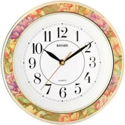 Pendule murale ronde fleurie assiette Bayard