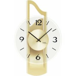 AMS Horloge murale dorée en bois