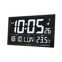 LaCrossTechno Horloge murale digitale radio pilotée grand format fond noir digit blanc