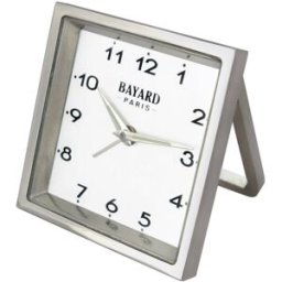 Réveil de style carré chromé Bayard option : Chiffres arabes