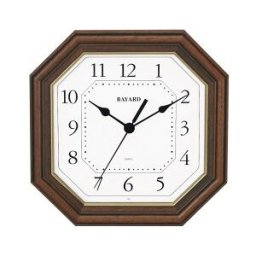 Horloge murale Bayard en bois octogonale cadran blanc