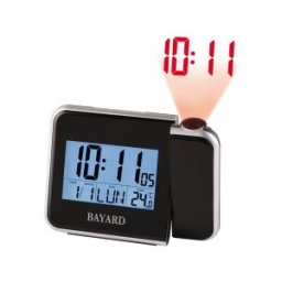 Réveil noir Bayard affichage de la température avec projection de l'heure