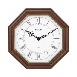 BAYARD Horloge murale octogonale en bois chiffres romains Fonction : Mouvement radio-piloté