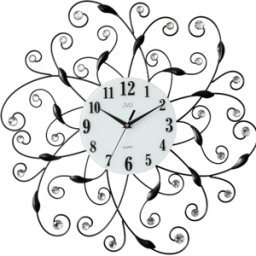 JVD Horloge murale ronde arabesque en métal noir