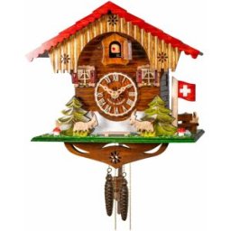 Engstler Horloge coucou chalet suisse chamois et toit rouge