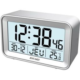 Réveil digital gris Bayard affichage de la date et température Couleur : Blanc