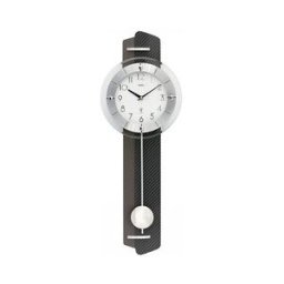 AMS Horloge murale à balancier noire radio-pilotée en carbone matière : Carbone