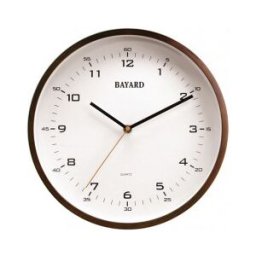 BAYARD Horloge murale entourage bois très discret bois foncé
