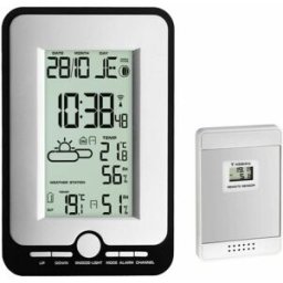 MOINEAU Station météo radio-pilotée noire avec indice de confort et réveil