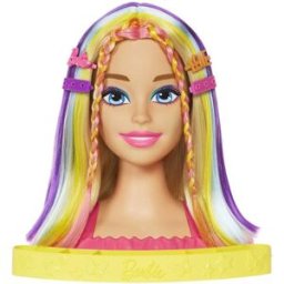 Mattel Barbie Ultra chevelure - Tête à coiffer blonde mèches arc-en-ciel