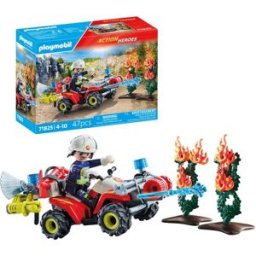 Pompier avec quad et arbustes enflammés PLAYMOBIL ACTION HEROES 71825