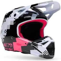 Casque cross V1 DIGI IMAGE FOX noir/rose/blanc