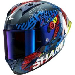 Casque AERON GP FIM RACING #2 SPEED-VIB SHARK carbone / bleu rouge