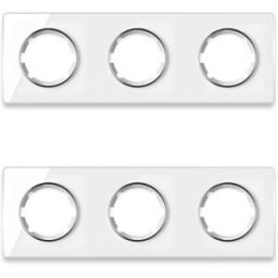 ONEKEYELECTRO Plaque de finition Garda en verre, horizontal, 3 postes (pack 2)-"Blanc