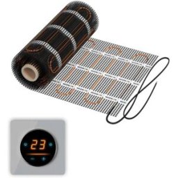 Natte chauffante WARMON CLASSIC LIGHT 100 W/m² avec Thermostat OKE-25 Touch WIFI et cadre Garda gris - 12 m²