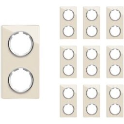 ONEKEYELECTRO Plaque de finition Garda en verre, 2 postes, vertical (pack 10)-"Beige