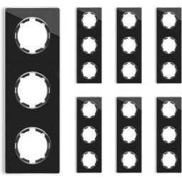 ONEKEYELECTRO Plaque de finition en verre Garda, 3 postes, vertical (pack 7)-"Noir