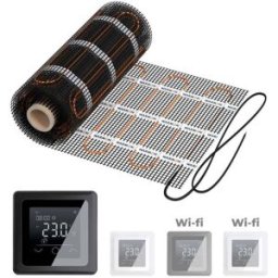 Natte chauffante WARMON CLASSIC LIGHT 100 W/m² avec Thermostat TP 750 tactile noir - 1 m²
